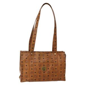 Authentic MCM Logogram Vicetos Shoulder Bag PVC Leather Brown Gold